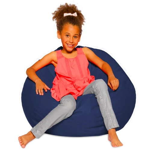 Posh Creations Big Comfy Bean Bag Chair: Posh Large Beanbag Chairs with Removable Cover for Kids, Teens and Adults - Polyester Cloth Puff Sack Lounger Furniture for All Ages - 27 Inch - Solid Navy Blue