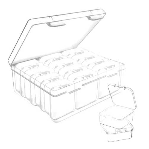 SKYVAN 12pcs Mini Clear Plastic Beads Storage Box Small Empty Organizer Box with Hinged Lid for Storage of Small Items, Jewelry,Hardware,DIY Art Craft Accessory (2.12 x 2.12 x 0.79 inch)