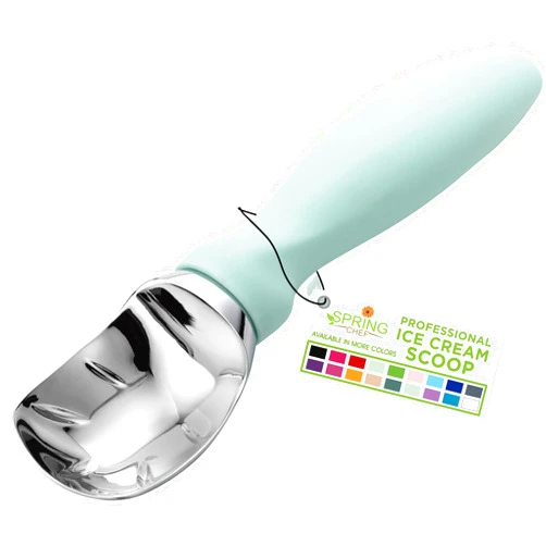 Spring Chef Heavy Duty Ice Cream Scoop with Comfortable Handle, Professional Metal Ice Cream Spoon, Dishwasher Safe Kitchen Tool, Ice Cream Scooper for Gelato, Sorbet, Cookie Dough - Mint