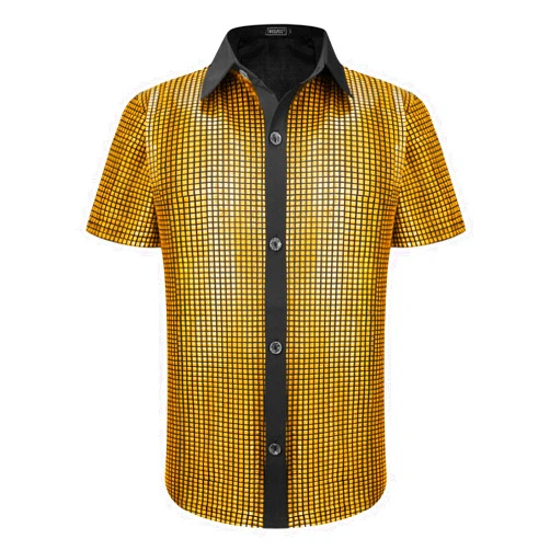 WULFUL Kids Boys Disco Shirt Sequins Button Down Shirts 70s Party Costume