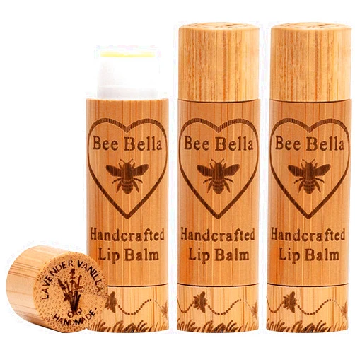 Bee Bella Lip Balm, Lavender Vanilla, 3 Pack - Hydrating, Moisturizing Lip Care, 100% Natural, Original Organic Beeswax with Vitamin E, Handmade in USA