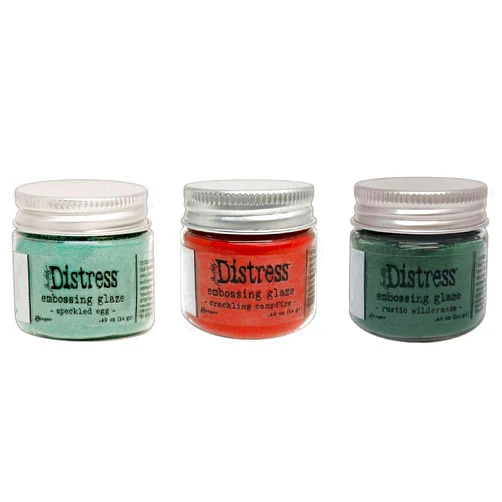 Generic Bundle of 3 Tim Holtz Embossing Glaze: Crackling Campfire, Rustic Wilderness and Speckled Egg