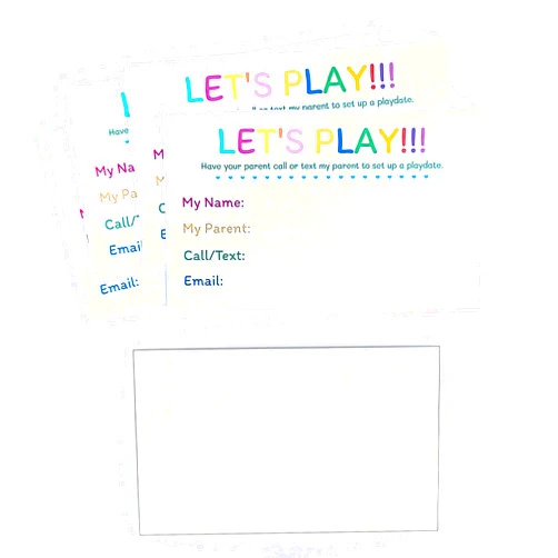 ITZAMNA Let's Play 3.5 x 2 Card Set with Rainbow Word Design Pack of 100 card Business Card Size