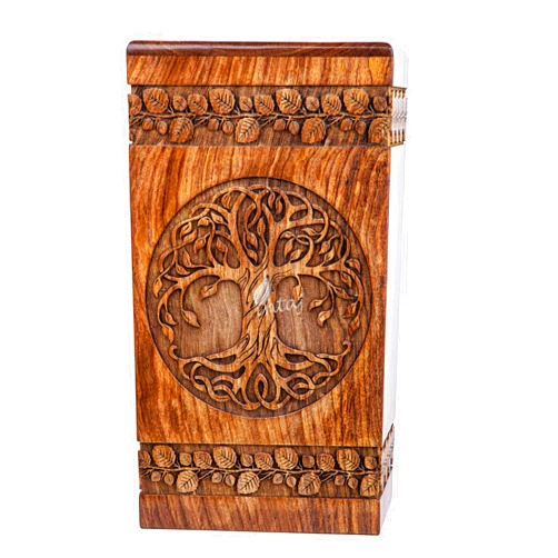 INTAJ Cremation Urns for Human Ashes Adult Male Female, Wooden Tree of Life Urns Box and Casket for Ashes Men Women Child, Large Burial Funeral Urns for Ashes, Holds Up to 640 LBS