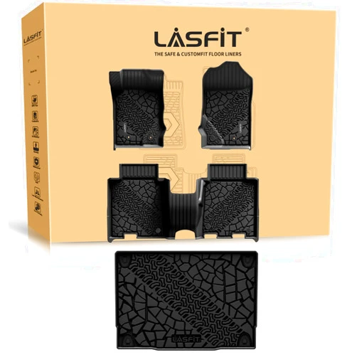LASFIT Floor Mats Cargo Liner for Ford Bronco 4 Door 2021-2026 All Weather TPE Custom Fit SUV Cargo Area Trunk Mat, Not for Bronco Sport or 2-Door