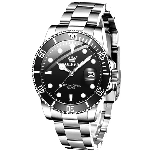 OLEVS Mens Watches, Silver Dress Gold Classic Luxury Big Large Face Waterproof Watches for Men, Analog Two Tone Stainless Steel Men Wrist Watch with Date Relojes De Hombre (Green/Blue/Black Dial