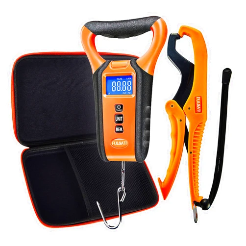 FULGATI Waterproof Digital Fish Scale Floating Fishing Scale with Lip Gripper,Fish Weighing Scales with Backlit LCD Display, Memory Storage & Summation One Carry Case Include-Fishing Gifts for Men