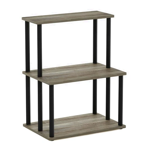 Furinno Turn-N-Tube 3-Tier Toolless Kitchen Storage Shelf, French Oak Grey/Black