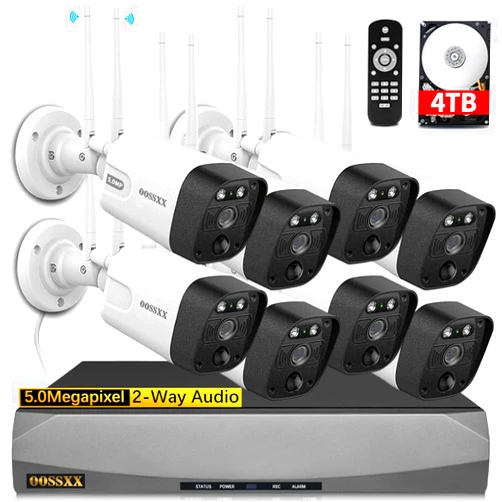 OOSSXX (2-Way Audio & PIR Detection) Dual Antennas Outdoor Wireless Security Camera System 5.5MP Wi-Fi Video Surveillance