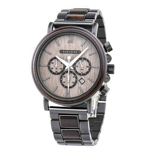 BOBO BIRD 2021 New Men's Wrist Watches Stylish Wood Watch Analog Quartz Casual Wooden Wrist Watch with Gift Box (Grey)