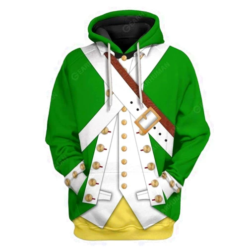 LILLIWEEN Historical Hoodie Revolutionary War Uniform Costume 3D Printed Sweatshirt Army Jacket for Men Women