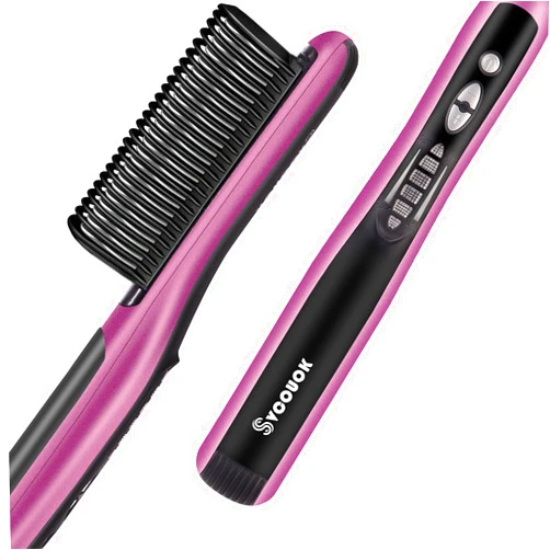 Svcouok Hair Straightening Brush - Professional Ceramic, Fast Heating, 6 Temp Settings, Anti-Scald Design, 20 Min Auto-Off - Perfect for Home, Travel & Salon Use, Achieve Sleek and Smooth Hair