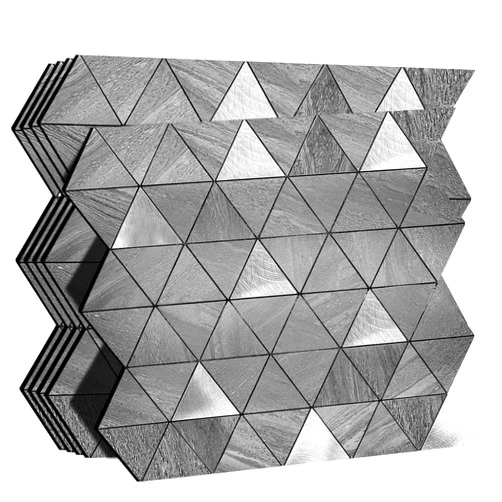 KASARO Wall Claddings Triangle Wall Tile, Not of Metal Decorative Peel and Stick Backsplash Tile for Building, Silver
