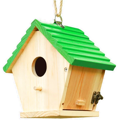 STARSWR Bird House Outside Bluebird House for Outside Clearance, Hanging Birdhouse,Cardinals Wooden Birdhouse with Green Top
