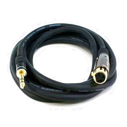 Monoprice 104770 10-Feet Premier Series XLR Female to 1/4-Inch TRS Male 16AWG Cable Black