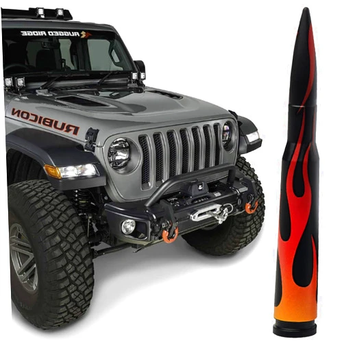 EcoAuto Bullet Antenna for Jeep Wrangler JK & JL (2007-2023) & Jeep Gladiator –Jeep Wrangler Antenna with Anti Theft Design – Highly Durable Truck Antenna – Jeep Wrangler Accessories (Flame)