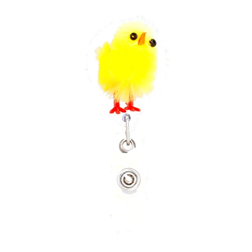 ReelFun Easter Fluffy Chick Nurse Retractable Badge Reel ID Tag, with Alligator Clip,24in Nylon Cord, Nurse Office Employee Name Badge
