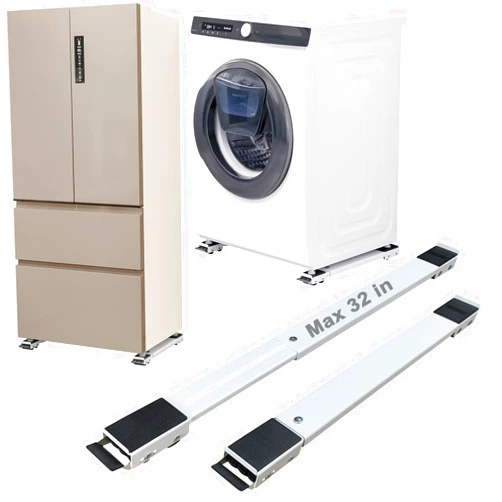 YU LI 3DH Appliance Rollers Heavy Duty,Max 32in,Second Generation Extendable Appliance Rollers Mobile Washing Machine Base Easily Move Washing Machines, Dryers, Refrigerators, Furniture (White)