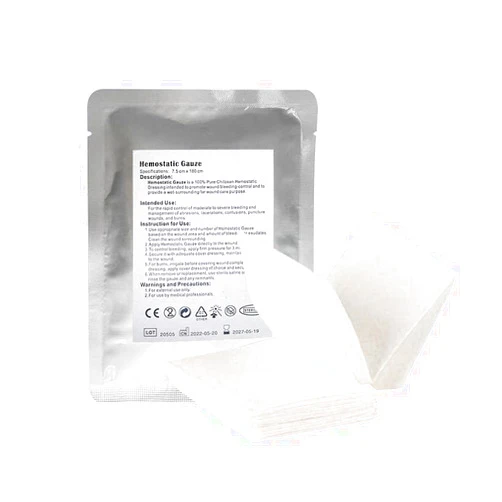 Mounted Health Hemostatic Chitosan Z-Fold Sterile Gauze 7.5 cm x 180 cm (3 inches x 5.9 ft) for Bleeding Emergencies