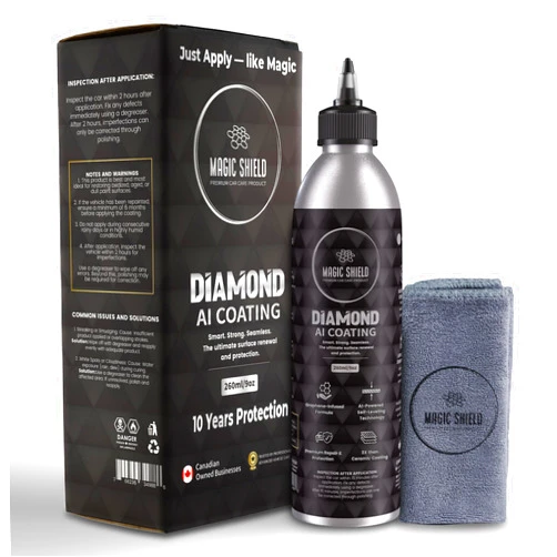 Magic Shield Diamond AI Coating – Graphene Liquid Self-Leveling Techology | Repairs & Protects | Last for 10 Years | High-Gloss Shine | Hydrophobic & Scratch-Resistant | for Car Paint, Headlights ONLY