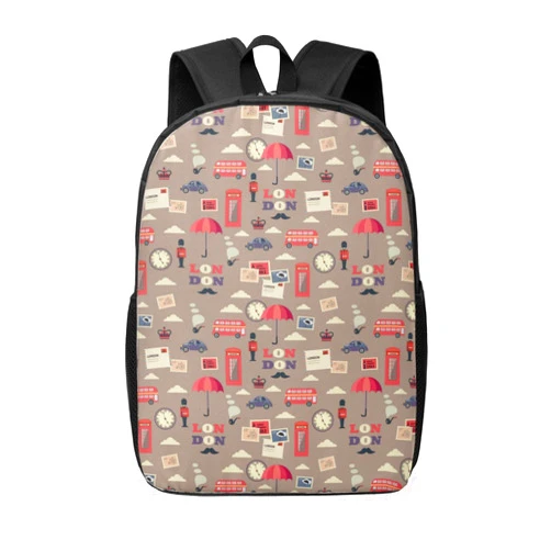 Novastar 17 Inch Laptop Backpack - London Stamp Pattern Travel Laptop Backpack for Men Women, Fashion Lightweight Back Pack for Work with Adjustable Padded Straps