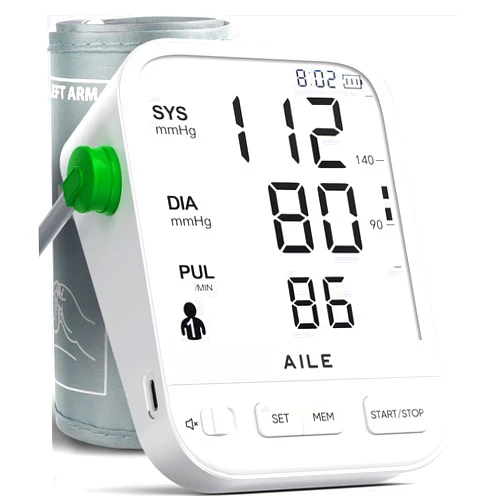 AILE Blood Pressure Monitor for Home Use: AILE Blood Pressure Machine with Large LCD Backlit Screen 3.15' - Large Blood Pressure Cuff Arm Comfort - Easy to Use - with Vioce Broadcast