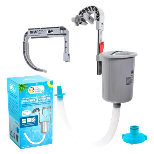 U.S. Pool Supply Pool Skimmer - Above Ground Pool Skimmer, Floating Surface Skimmer, Accessories - Clean Debris Basket, Wall Mount, Attaches to Inflatable Collars, Tubular and Metal Frames
