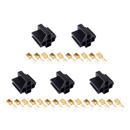 MUYI Relay Connector, MUYI 5 Pin Relay Connector 12V Socket 30Amp 40Amp 6.3mm Truck Vehicle 5 Pack Car Relay