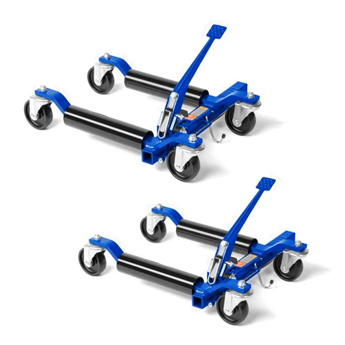 TUFFIOM Car Wheel Dolly Jack Set of 2, Mechanical 1500-lbs Car Skates, 12'' Wheel Vehicle Positioning Jack, Heavy Duty Rollers with Ratcheting Foot Pedal for Tire Auto Repair Moving, Blue