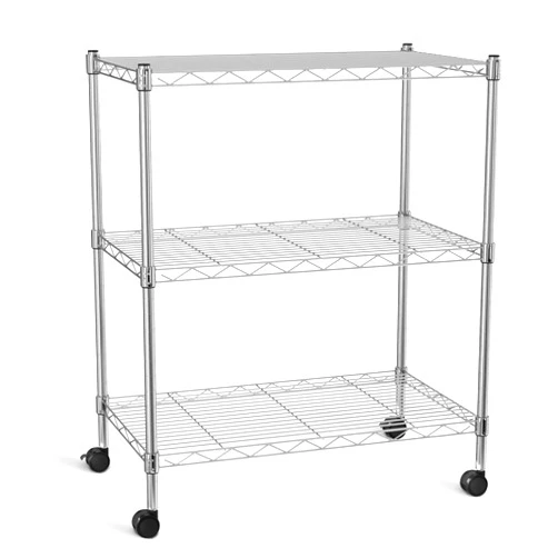 Simple Deluxe Heavy Duty 3-Shelf Shelving with Wheels, Adjustable Storage Units, Steel Organizer Wire Rack, Chrome