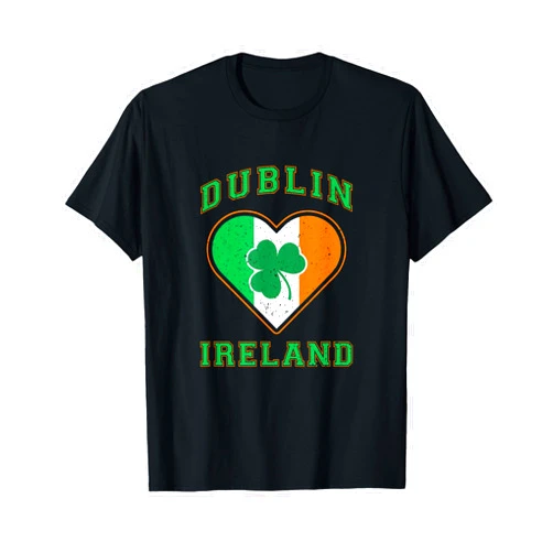 Unknow Carmela Shamrock Clover In Dublin Ireland Flag In Heart Shaped T-Shirt