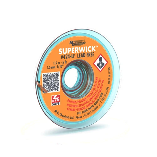 MG Chemicals - 424-LF Desoldering Braid #2 Fine Braid Super Wick for Lead Free Solder, 0.05