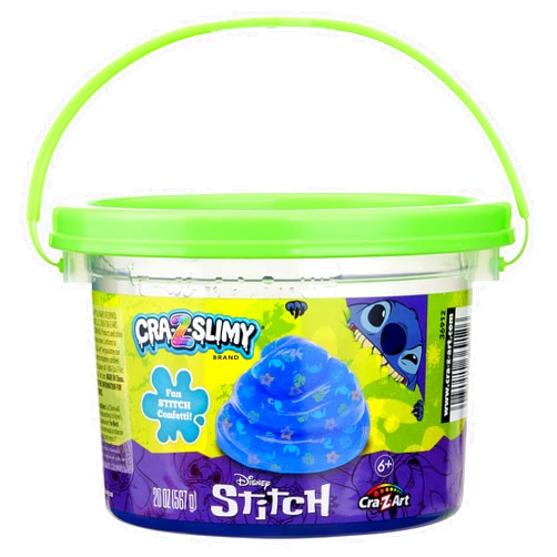Cra-Z-Art Stitch CRA-Z-Slimy 20oz Pre-Made Slime Bucket, Vibrant Blue CRA-Z-Slimy Slime with Confetti Mix-Ins, Slime Toy for Ages 6 and Up