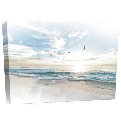 wall26 Canvas Print Wall Art Birds Take Flight Over Coastal Beach Landscape Nature Wilderness Photography Realism Rustic Scenic Colorful Multicolor for Living Room, Bedroom, Office - 16