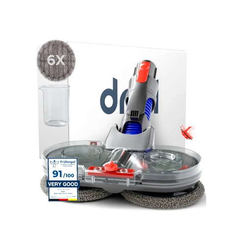 Dripl Mop Attachment Compatible with Dyson V7/V8/V10/V11/V15/Gen5 Vacuum Cleaners, Electric Floor Mop with Removable Water Tank and 6 Washable Mop Pads + 1 Refill Container (V7/V8/V10/V11/V15/Gen5)