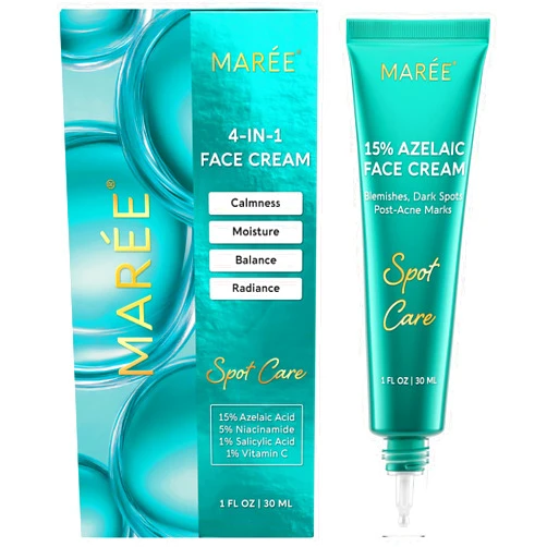 MAREE Azelaic Acid 15% Face Cream – Azelaic Acid Treatment with Niacinamide & Salicylic Acid – Dark Spot Corrector for Face, Redness Relief, Smooth Even Skin Tone – Acido Azelaico for Acne Prone Skin