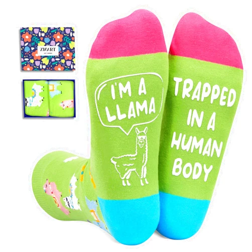 Zmart Funny Llama Gift Ideas - Novelty Llama Socks for Men, Women & Girls