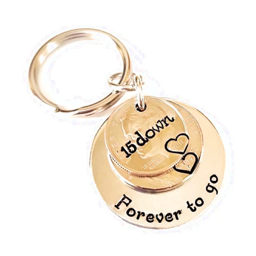 Tucker's Trinkets And Treasures 15 Down and Forever To Go, 15th Anniversary Year Coins Key Chain, 15th Wedding Anniversary, Personalized Options