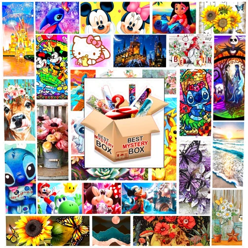 TOPITOP Set of 6 Mystery Diamond Painting Kits Box, Blind Box Diamond Painting, Best Wished, Cartoon Diamond Dots Art Painting by Number (Mystery Set)