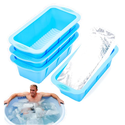 HUIRUSO Extra Large Ice Block Mold for Ice Bath, 4 Pack 9.4lb Big Ice Cube Molds, Silicone Ice Bath Accessories Water Chiller for Cold Plunge or Coolers