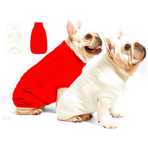 Roseelk 2 Pack Dog Sweaters for Small Dogs - Puppy Medium Warm Clothes in Winter, Turtleneck Pullover Design for Boy Girl Pet, Doggie, Cat, Kitten Chihuahua Bulldog Pug Beagles (S, Red, Beige)