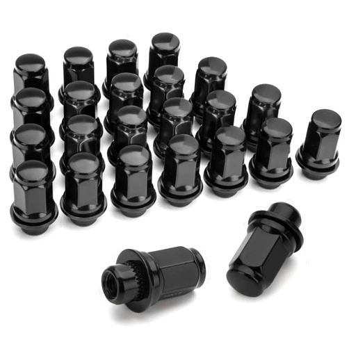 Dynofit 12mmx1.5 Wheel Lug Nuts 1.87 Inch 47mm Length 13/16 21mm Hex OEM, 24x Black M12x1.5 Mag Seat Lug Nut for Toyota Tacoma 4 Runner FJ Cruiser, Fit for Most 5 Lug 6 Lug Factory Wheels