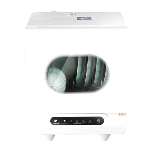 JAYGOVAN Portable Countertop Dishwashers with 5L Built-in Water Tank & Inlet Hose, 5 Washing Programs,360° Spray Arm and LED Light Mini Countertop Dishwasher for Small Homes, Apartments