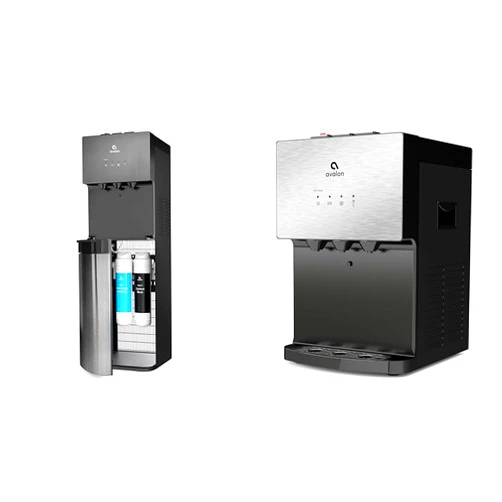 Avalon Self Cleaning Bottleless Water Cooler Dispenser, Black Stainless Steel, Full Size & Countertop, Stainless Steel, 3 Temperatures