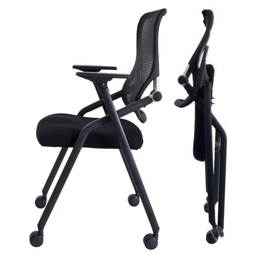BROBRIYO PRO, Stackable & Foldable Conference Room Chairs with 2X Thick Cushion, Lumbar Support, Armrest - Mesh Bouncing Back for Office Meeting, Conference, Training Room Chair 1 Pack