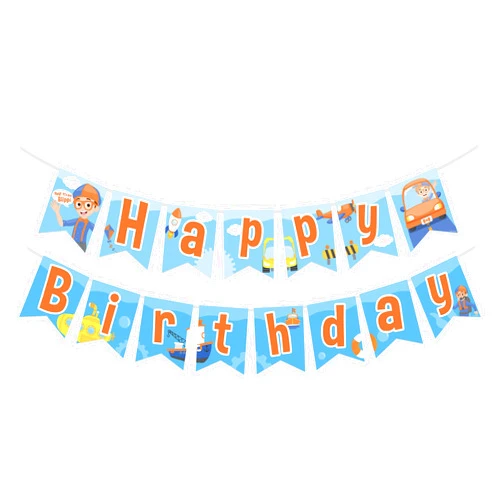 Treasures Gifted Officially Licensed Blippi Birthday Banner - Vehicle Happy Birthday Party Supplies and Decorations