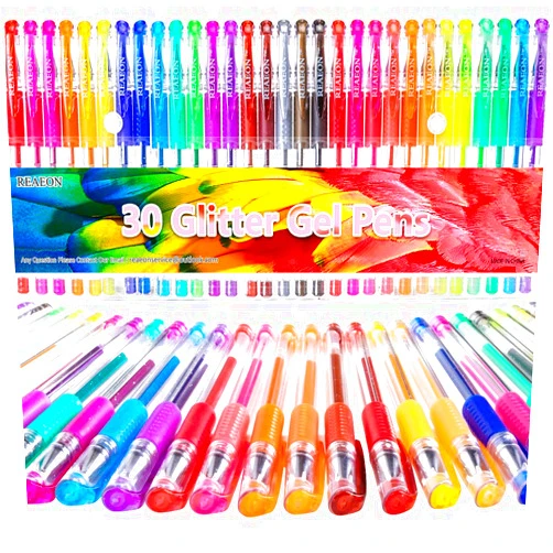 Reaeon Glitter Gel Pens - Color Gel Pens - Gel Pen for Kids - Coloring Gel Pens Set - Sparkle Gel Pens for Adults Coloring Books Doodling Bullet Journaling