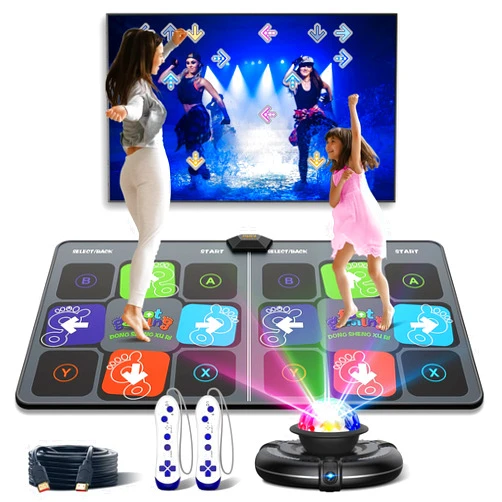 FWFX Dance Mat for Adults and Kids, Double User Wireless Dance Pad Game for TV, Plug and Play Electronic Dance Mats with Smart Camera, Exercise Dancing Mat for Family Games, Xmas Birthday Gifts Ideas