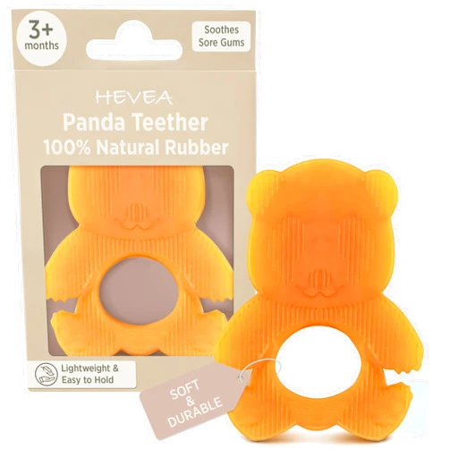 HEVEA Natural Rubber Baby Teether - for Soothing Sore and Itchy Gums, Baby Teething Toy - Bpa, Silicone Free - 4+ Months, Single Pack (Panda)