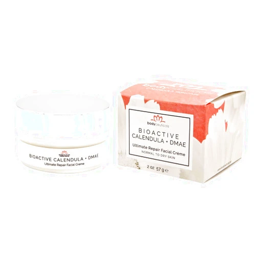 Bodyceuticals Bioactive Calendula + DMAE Ultimate Repair Face Cream with Hyaluronic Acid, Rooibos, Rose - Intense Moisture For Normal to Dry Skin - Non-GMO, Vegan, Wheat- Gluten-& Soy-Free - 2oz